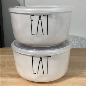 Rae Dunn Ceramic Bowl with Lid SET OF 2